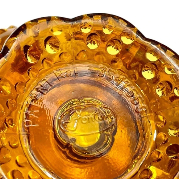 Vintage Fenton Amber Hobnail Candle Holder Glass Bowl Center Piece MINT - Picture 4 of 4